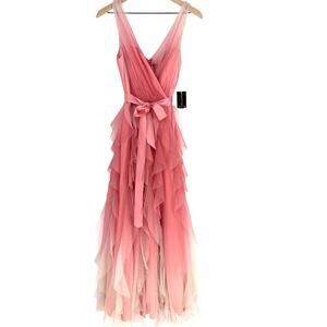 Hoco Pink Teeze Me Ruffle Chiffon Formal Evening Party Dress Size 1/2 XS NWT